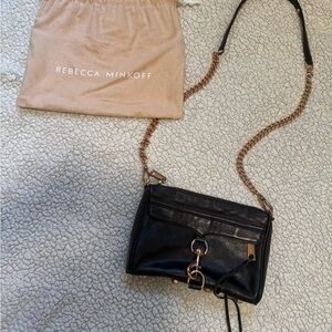 Rebecca Minkoff Rose Gold Hardware Black Mini M.A.C. Crossbody Bag
